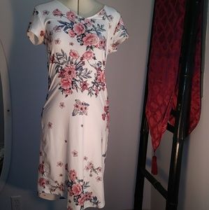 White Floral Boho Dress